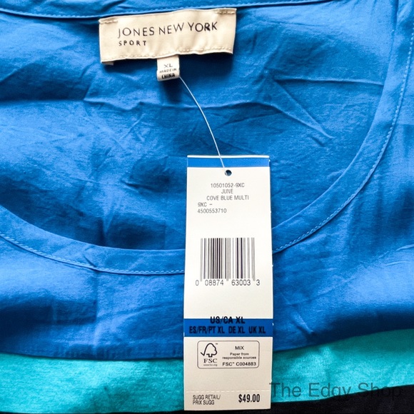 Jones New York | Sport Striped Short Sleeved June Blouse - Picture 4 of 6